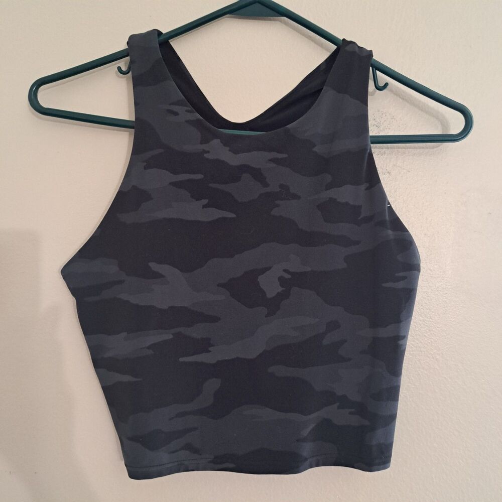 Athleta Women's M Black/Gray camo Racerback Tank Top with Built-in Bra